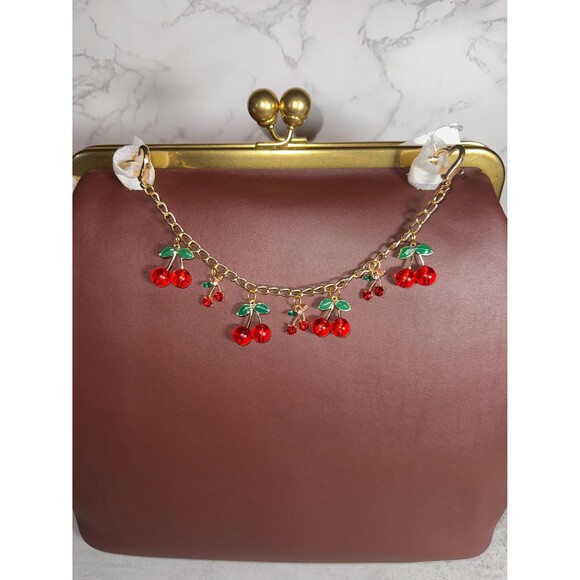 Red Cherry purse Charm Novelty Chain Strap - Picture 1 of 9